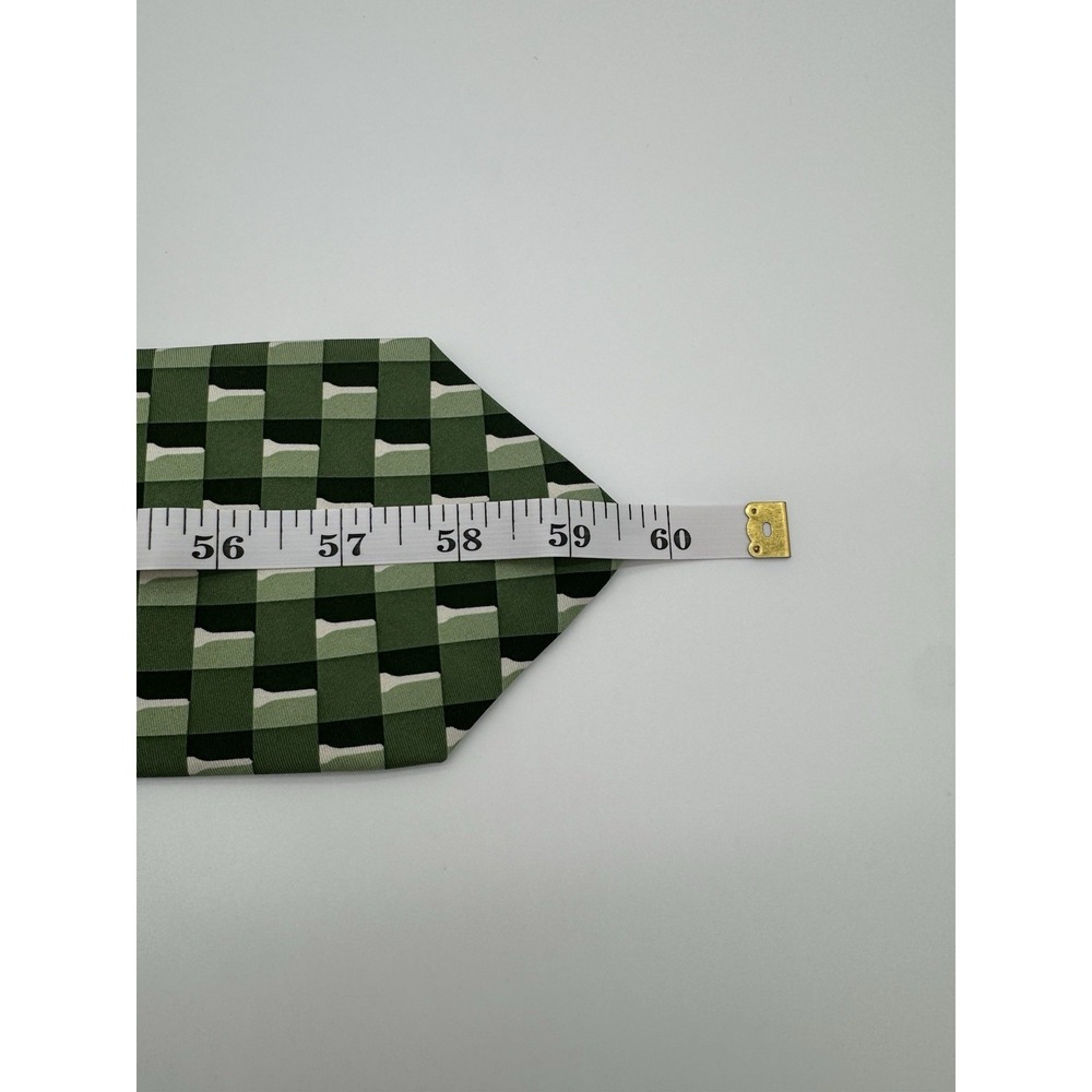 Josh Bach Green Geometric Check‎ Silk Tie Designer Mens Necktie Modern Pattern - Picture 7 of 7